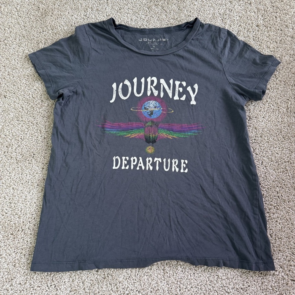 Journey Shirt Womens M Gray Departure Band Graphic Rock Crew Neck Tee Top